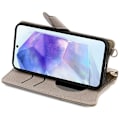 Miniatyrbillede 3 af 9: SKALO Samsung A26 5G Litchi Makeup Mirror Chain Flip Cover - Grå Grey