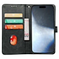 Miniatyrbillede 2 af 6: SKALO iPhone 16 Pro Flip Cover m. pung i PU-læder - Sort Black