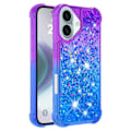 Miniatyrbild 1 av 7: SKALO iPhone 16 Plus Kvicksand Glitter Hjärtan TPU-skal - Lila-Blå multifärg