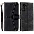 Miniatyrbillede 1 af 7: SKALO Samsung S25 Premium PU-læder Splicing Flip Cover - Sort Black