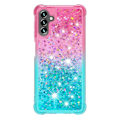 Pikkukuva 2 / 7: SKALO Samsung A04s 4G Juoksuhiekka Glitter Sydämet TPU kuori - Pinkki-Turkoosi Multicolor