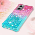 Pikkukuva 5 / 7: SKALO Xiaomi Redmi 10 5G Juoksuhiekka Glitter Sydämet TPU kuori - Pinkki-Turkoosi Multicolor