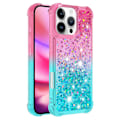 Miniatyrbillede 1 af 7: SKALO iPhone 16 Pro Max Kvicksand Glitter Hjerter TPU Cover - Pink-Turkis Multicolor