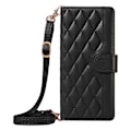 Miniatyrbillede 6 af 7: SKALO Samsung A16 Quiltet Flip Cover med skulderrem - Sort Black