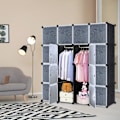 Miniatyrbild 3 av 4: YUENFONG Sovrum Garderob Förvaring 16 kuber Garderob Organizer DIY Hyllsystem för kläder Skor Leksaker Svart