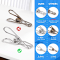 Miniatyrbilde 4 av 6: Klesklyper for Tøy - Heavy Duty Multifunksjonell Rustfritt Stål Klesklyper Metalltråd Nytteklyper Tørkeplugger Klemmer for Tøyline Silver