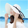 Miniatyrbilde 4 av 5: Kvinner Foldbar Floppy Bred Bremskjerm Solhatt Sommer Strandhatt UV UPF 50+ 09Style White