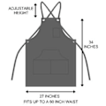 Miniatyrbilde 6 av 8: oods Heavy Duty Vaxet Lerret Forkle Grey Adjusts: M to XXL