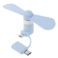 2-i-1 Typ C Micro USB Mini Fläktkylare för Samsung Xiaomi Huawei HTC Mobiltelefon blue