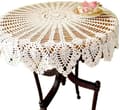 Retro Duk Rund Spets Handgjord Virkad Bomullsduk/Överdrag 90cm (beige) 90cm Rund Vit