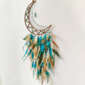 Miniatyrbilde 5 av 5: Drømmefanger Måne Drømmefangere for Soverom Brun&Blå Fjær Drømmefangere Dreamcatcher Ornamenter for Soverom Vegg Hengende Gaver