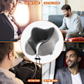 Miniatyrbilde 7 av 7: illow Memory Foam Nakkepute Lett Hurtig Pakke for Fly Tog Bil Nakkestøtte Pute for Reise Camping (Khaki) Khaki U Design Neck Pillow