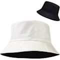 Pikkukuva 1 / 3: Söpö ämpärihattu rannan kalastajanhatut naisille, kääntyvä kaksisuuntainen käyttö PU Leather White
