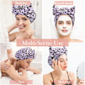 Miniatyrbilde 7 av 7: Dusjhette for kvinner - Vanntett gjenbrukbar dusjhette for hår med justerbar sløyfe, badehette med elastisk bånd for damer jenter bading spa (rosa leopard) Pink Leopard