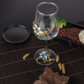 Miniatyrbillede 5 af 8: Håndmalede emaljerede blomster blyfri vinglas, 320 ml/10,8 OZ røde/hvide krystalvinglas (blå kop lilje) Blue Cup Lily