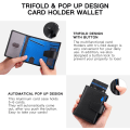 Miniatyrbilde 5 av 8: Kredittkortholder RFID-blokkering Minimalistisk Trifold Herre Lommebøker Automatisk Pop Up Metallveske med ID-vinduer og glidelåslomme Black With Blue