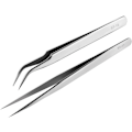 Miniatyrbilde 8 av 8: Presisjonstengersett, 2 stk Rustfritt Støpt og Bøyde Tenger, Ikke-Magnetiske Industrielle Tenger for Håndverk, Elektronikk, Lodding, Medisinsk og #3 2PCS Pointed+Curved #2 1PC