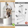 Miniatyrbild 5 av 8: ta Makeup Brush Holder Organizer med genomskinligt lock 360 roterande glidande öppning dammtät borstar behållare för fåfänga Whte