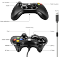 Miniatyrbillede 2 af 5: Kablet joystick, USB kablet spilcontroller joystick med dobbelt vibration til pc Xbox 360 Windows