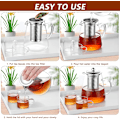 Miniatyrbillede 6 af 8: Klar glas tekande med si, rund form tekande, varmebestandig borosilikat glas si tekande, komfursikker tekande (750ML) 750ml 750ML
