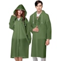 Pikkukuva 1 / 8: Kätevä sadetakki, vedenpitävä sadeponcho hupulla ja hihoilla, uudelleenkäytettävä vedenkestävä poncho retkeilyyn, hätätilanteisiin, matkustamiseen E  Army Green *2