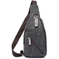 Miniatyrbillede 1 af 7: Canvas Sling Crossbody Taske Dagrygsæk til Mænd Kvinder Udendørs Rejser Casual Skulder Bryst Rygsæk Tasker Dag Pakke Jagt Vandring Camping Sort Grå #37black Gray(canvas)