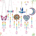 Pikkukuva 1 / 8: Taide- ja askartelusetit lapsille 7 8 9 10, DIY-timanttitaidetyttöjen lahja kideliuskalla, 5D-timanttimaalaus tuulikellot (6 kpl) Wind Chimes