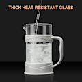 Miniatyrbillede 5 af 6: Fransk Press Kaffe/Te-maskine, Camping Mini Kaffe/Te-presse af 304 Rustfrit Stål Filter og Varmebestandigt Glas, Koldbrygget Kaffe-maskine 11,8 White