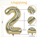 Miniatyrbild 2 av 8: lloon Nummer 2 Champagne Guld, Stor Folie Ljus Guld Nummer Ballonger Set 0-9 för Kvinnor Män, Digital 2 Helium Ballonger för Pojkar Flickor 2:a Födelsedag A Champagne Gold Number 2