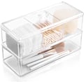 Miniatyrbillede 1 af 8: Q-tip-holderdispenser, 2-lags bomuldsholder til vatpinde, bomuldspudebeholder til badeværelsesforfængelighed bordpladeopbevaring, skuffeorganisator til Acrylic 2Layer