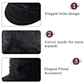 Pikkukuva 2 / 3: 3 kappaletta hattu huivi ja käsineet setti talvi lämmin naiset slouchy neulottu kukka beanie hatut lippa fleece hatut ja kaula lämmin huivi käsineillä