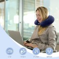 Pikkukuva 6 / 6: Matkatyyny Kaulaty枕头 记忆泡沫 旅行枕头 头部支撑靠垫 适用于飞机 火车 汽车 办公室 旅行必备 飞行枕头 Navy Blue One Size
