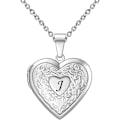 Miniatyrbild 1 av 7: Smycken Brev A-Z Initial Bild Foto Hjärta Medaljong Alfabetet Namn Födelsedag Hänge Halsband för Kvinnor Flickor Rostfritt Stål J
