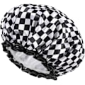 Miniatyrbillede 8 af 8: Stor badehætte til kvinder med langt hår, elegant skakbrætdesign, dobbeltlags vandtæt, genanvendelig, vaskbar, lugtfri, X-Large Checkerboard XLarge (Pack of 1)