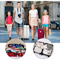 Miniatyrbild 8 av 8: Hopfällbara vattentäta packningskuber, 8 st researrangörspackningspåsar Resväskans packningsorganisatörer med skopåse för kläder Resväska Sko Creamywhite S