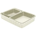 Miniatyrbilde 1 av 3: My Style Rattan Effect Set med 3 rektangulære A4 A5 A6 skrivebords oppbevaringskurv brettsett - Off White White A4/A5/A6 tray set