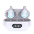 Bone Conduction Headphones Wireless Earbuds - Bluetooth 5.3, Built-in Mic HIFI Sound with LED Display Charging Case, White