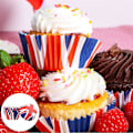 Miniatyrbillede 5 af 7: e Blå Union Jack Cupcake Cases, 100 stk. Mini Kings Coronation Bagekopper, Små Papir Muffinskopper Cupcake Liners Muffin Cases til King Charles Coro Auk