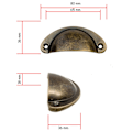 Miniatyrbilde 4 av 5: 4x Antik Skuffeskall Håndtak i Bronse Jern Design, Håndtak til Skuffer, Skap, Dører, Buffeter, Kommoder, 80 x 36 mm Inkluderer 8 Skruer