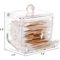 Miniatyrbilde 6 av 7: Akryl bomullspinneholder, Q-tips bomullspinne oppbevaringsdispenser, klar bomullsballpinneholder bomullspinne oppbevaringsboks, kosmetikk sminkeoppbevaringshold Ushaped Ushaped