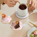 Miniatyrbild 6 av 8: Keramisk Skedstöd, Tepåshållare, Blomformigt Skedställ Köket, Såsfat, Sushi Sojasås Dippa Skål, Kaffestation Dekoration Kaffeaccessoarer White