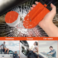 Miniatyrbilde 5 av 8: r Step, Kjøretøy dørstokk fotpinner Sammenleggbart Takstativ Universal Auto Latch Hook U-formet Pedal med Sikkerhetshammer Gummipute for de fleste SUV, RV, Truc Orange
