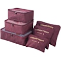 Miniatyrbilde 1 av 5: 6PCS Pakkekuber Sett Reise Bagasje Glidelås Organisasjonsklær Underklær Sokker Oppbevaringspose Veske (Burgunder) Burgundy 6 size