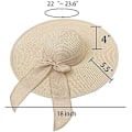 Miniatyrbilde 6 av 7: Kvinner Foldbar Floppy Bredbremmet Halm Solhatt Sommer Strandhatt UV UPF 50+ 02Style Bowknot Beige