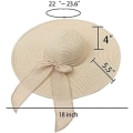 Miniatyrbillede 6 af 7: Kvinde Foldbar Floppy Bredskygget Solhat Sommer Strandhat UV UPF 50+ 02Style Bowknot Beige