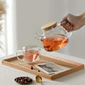 Miniatyrbillede 6 af 8: Glas tekande komfursikker med bambuslåg, 900 ml/30,4 oz gennemsigtige tekande med aftagelig si, glas tekande til løs te og blomstrende te 900ml/30.4oz 900ML/30.4OZ