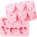 Miniatyrbillede 1 af 6: Valentines Chokoladeforme - 1 stk. 6-huls Silikon Chokoladeform - Hjerteformet Kage Chokolade Fremstillingsform til Valentinsdag & Bryllup & Fødselsdag Brown Heart