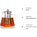 Miniatyrbillede 7 af 7: Glas Tekande med Infuser, 880ml Glas Tekande til 4, Tekande Si til Løse Te Blade Transparent 880ML