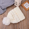 Miniatyrbild 7 av 7: Vintermössa för kvinnor, stickad mössa med fleecefoder, varm mössa med konstpälsboll White One size