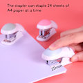 Miniatyrbilde 2 av 6: Mini st-apler for skrivebord med 400 standard 26/6 st-apler, kapasitet for 2-24 ark, inkludert innebygd st-aplefjerner, søt st-aplergave til st-udenter Pink